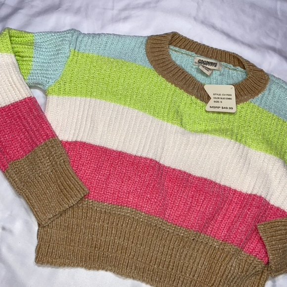 Cocovive soft and comfy Chenille Rainbow Striped sweater NWT XS, Small and Large - Picture 15 of 16